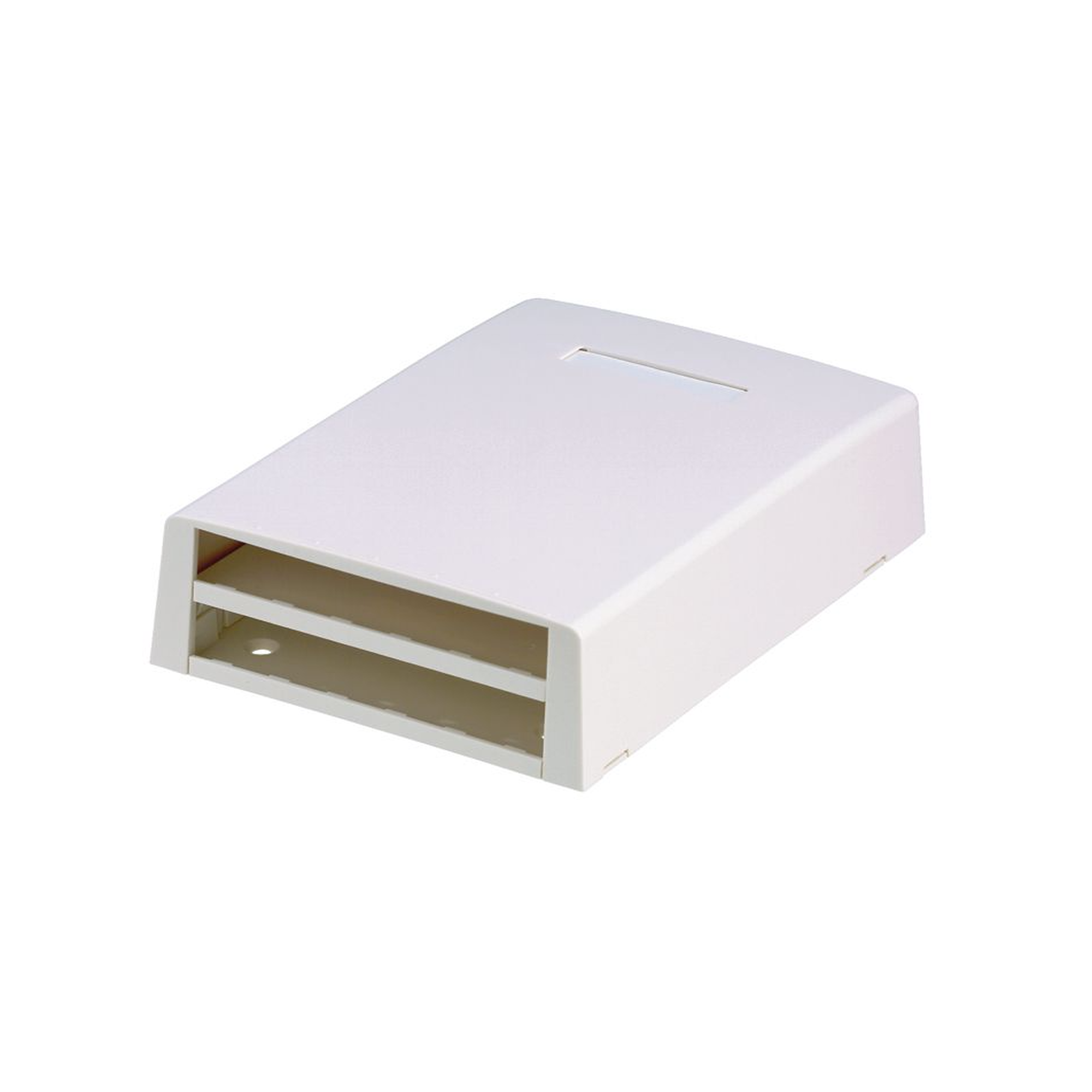 Caja de Montaje en Superficie, con Accesorio para Resguardo de Fibra Óptica, para 12 Módulos Mini-Com, Color Blanco PANDUIT CBXF12WH-AY