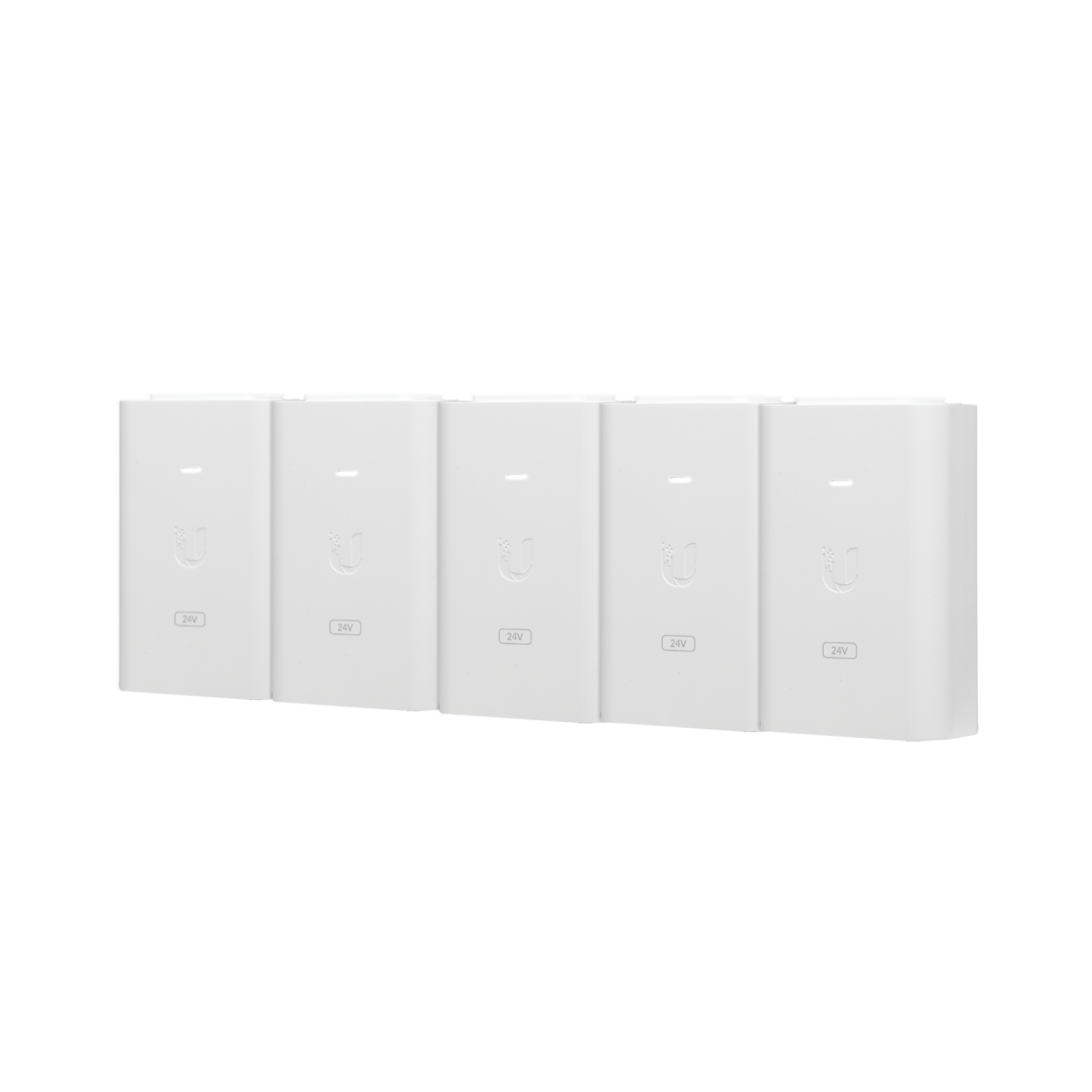 5 Unidades del Adaptador PoE Ubiquiti de 24 VDC, 1.0 A con puerto Gigabit, color blanco UBIQUITI POE-24-24W-5P