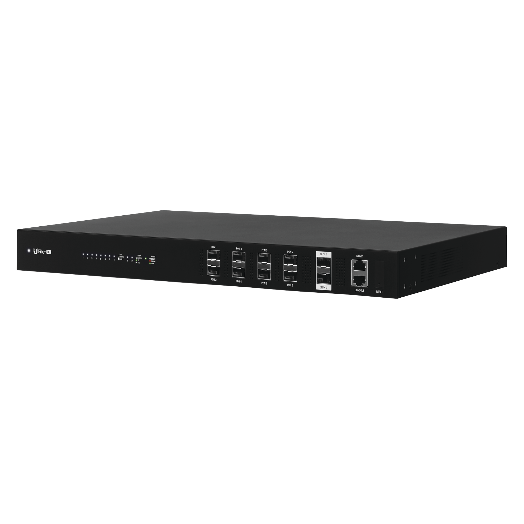 UFiber GPON OLT, Terminal de línea óptica hasta 1024 ONUs concurrentes, con 8 puertos SFP GPON + 2 puertos SFP+ 10 G UBIQUITI UF-OLT