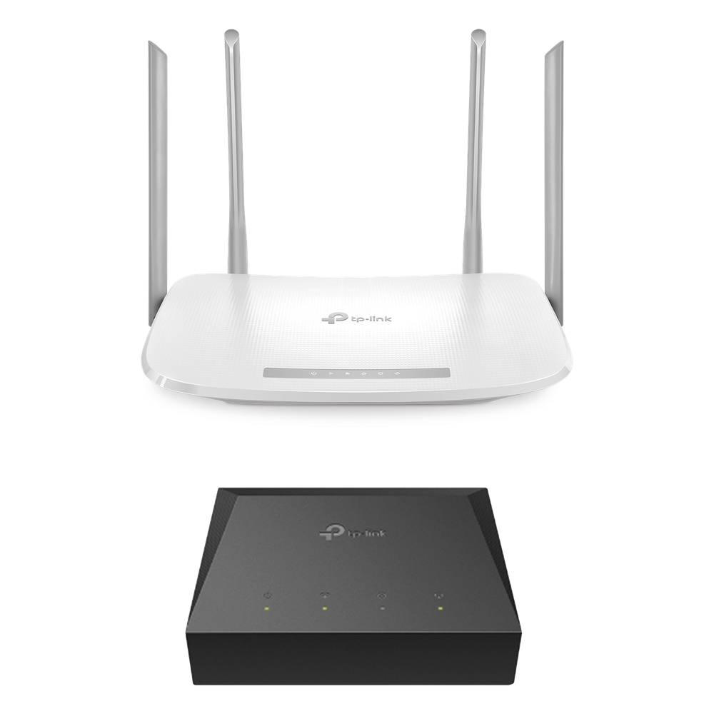Kit de ONU Gigabit XZ000G3 con Router Router Inalámbrico ISP doble banda AC, Hasta 1167 Mbps, 4 antenas externas TP-LINK KITONU-EC220G5