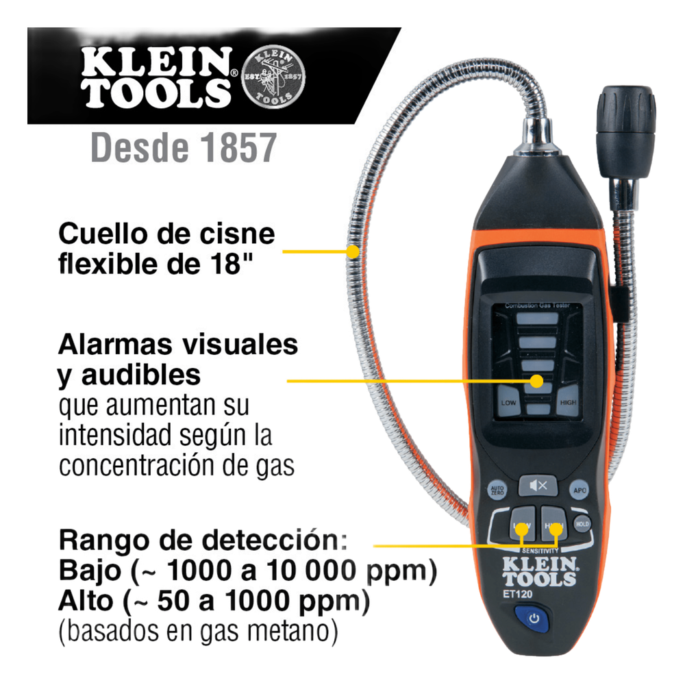 Detector de Fugas de Gas Combustible. KLEIN TOOLS ET-120