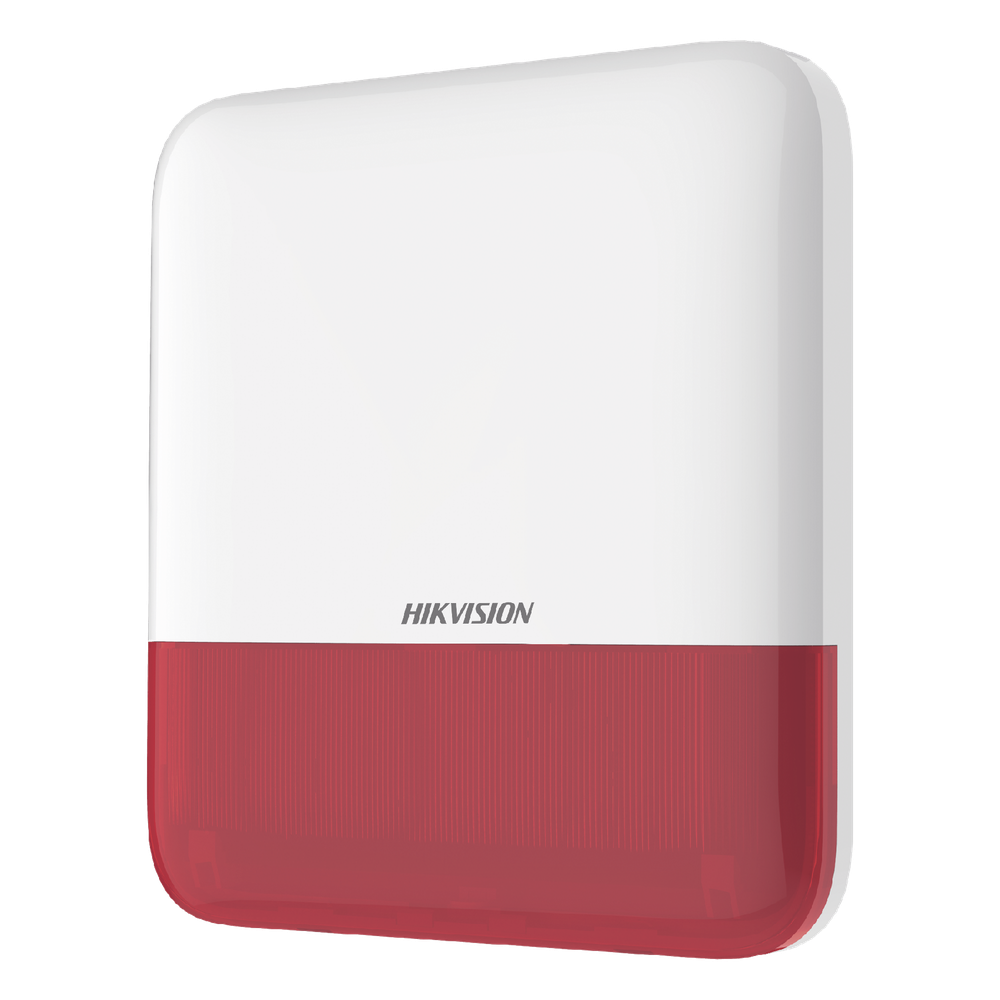 (AX PRO) Sirena Inalámbrica con Estrobo Rojo para Exterior IP65 HIKVISION DS-PS1-E-WB/R