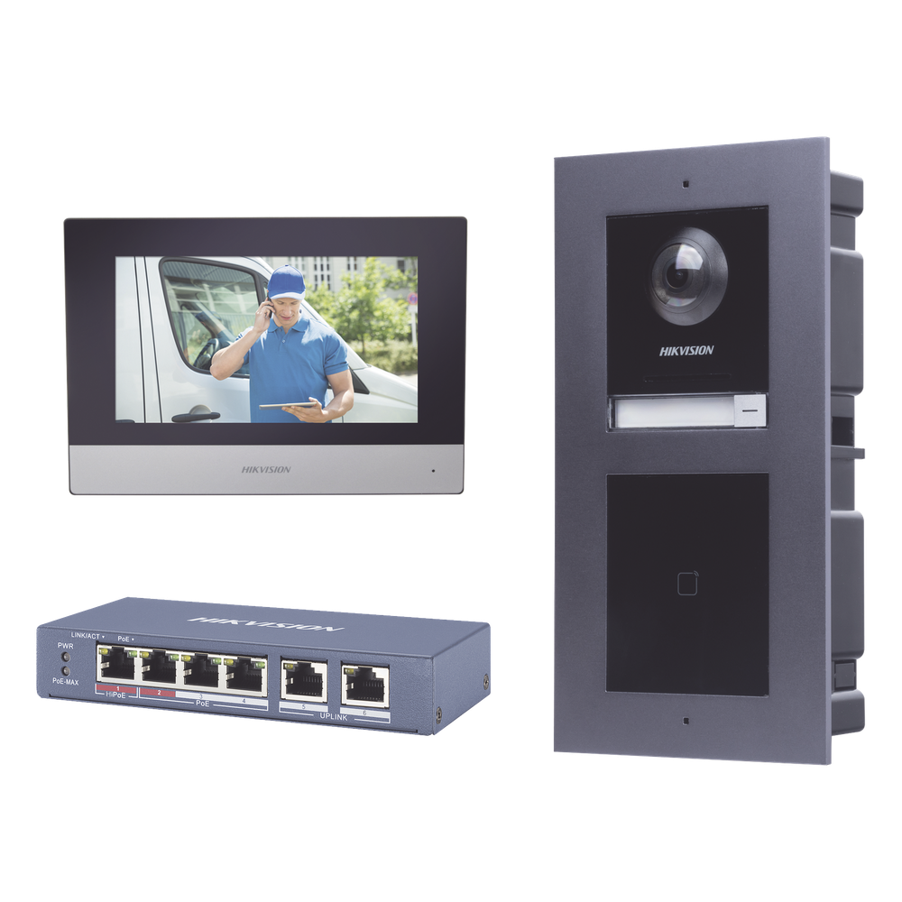 KIT de Videoportero IP con llamada a App de Smartphone y Lector de Tarjetas EM HIKVISION DSKIS601-V2