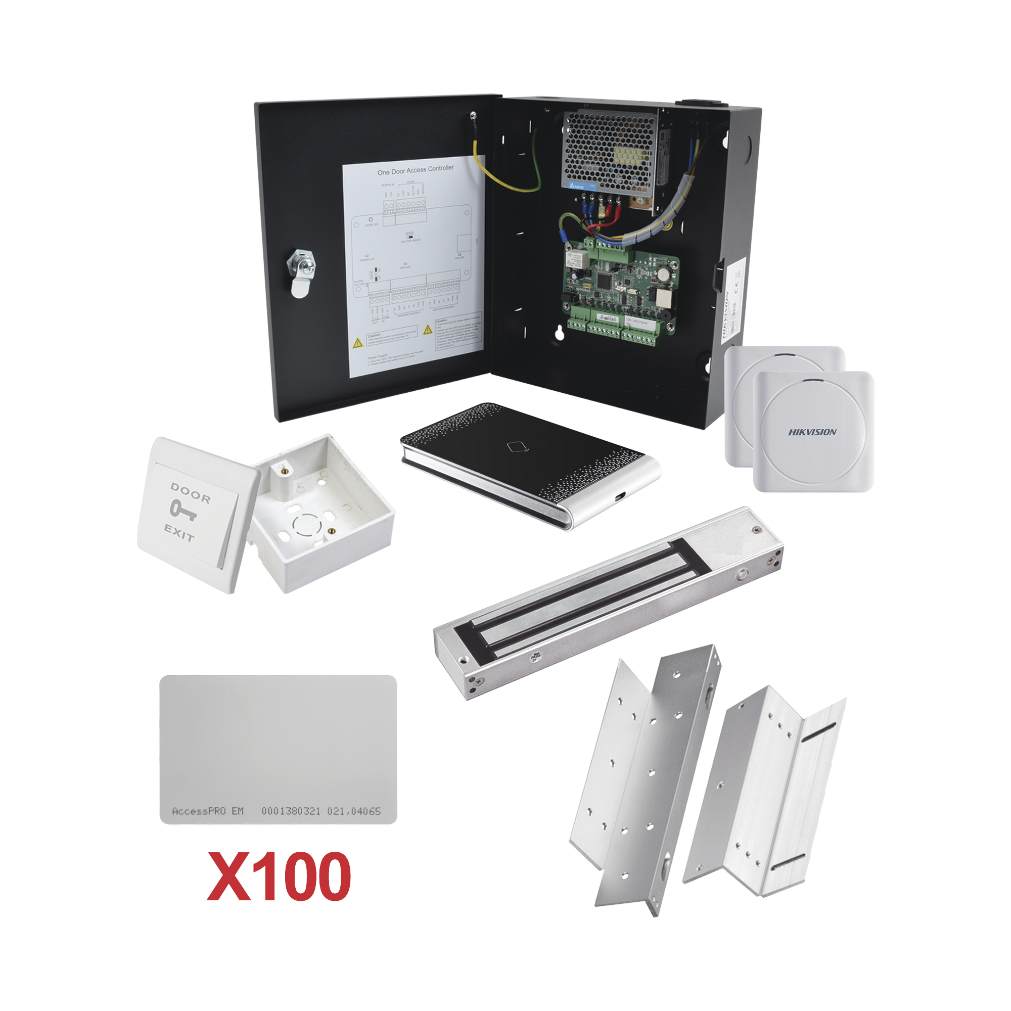 Kit de Control de Acceso con TARJETA para 1 Puerta con lector de Entrada y Salida HIKVISION KIT-TARJETA-01