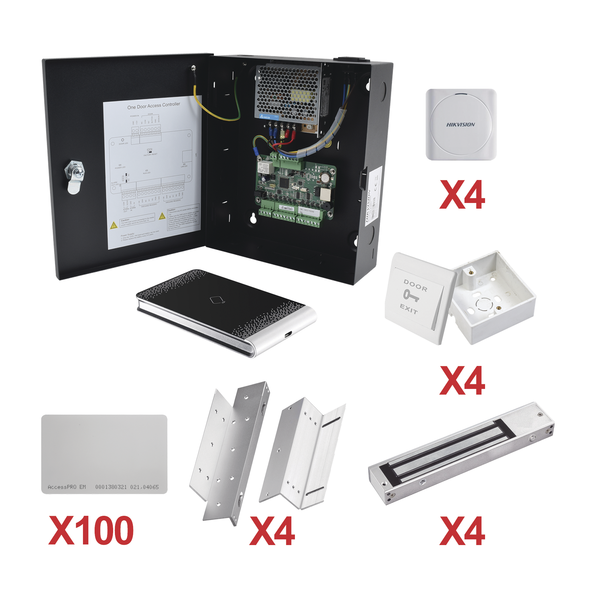 Kit de Control de Acceso con TARJETA para 4 Puertas HIKVISION KIT-TARJETA-04