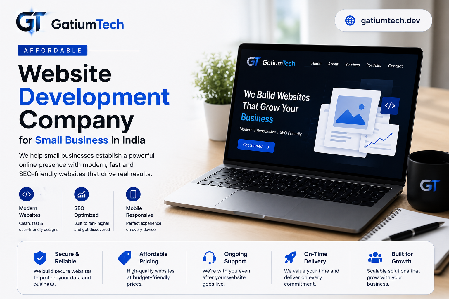 An affordable website development company for small business in India team collaborating on a mobile-responsive website design.