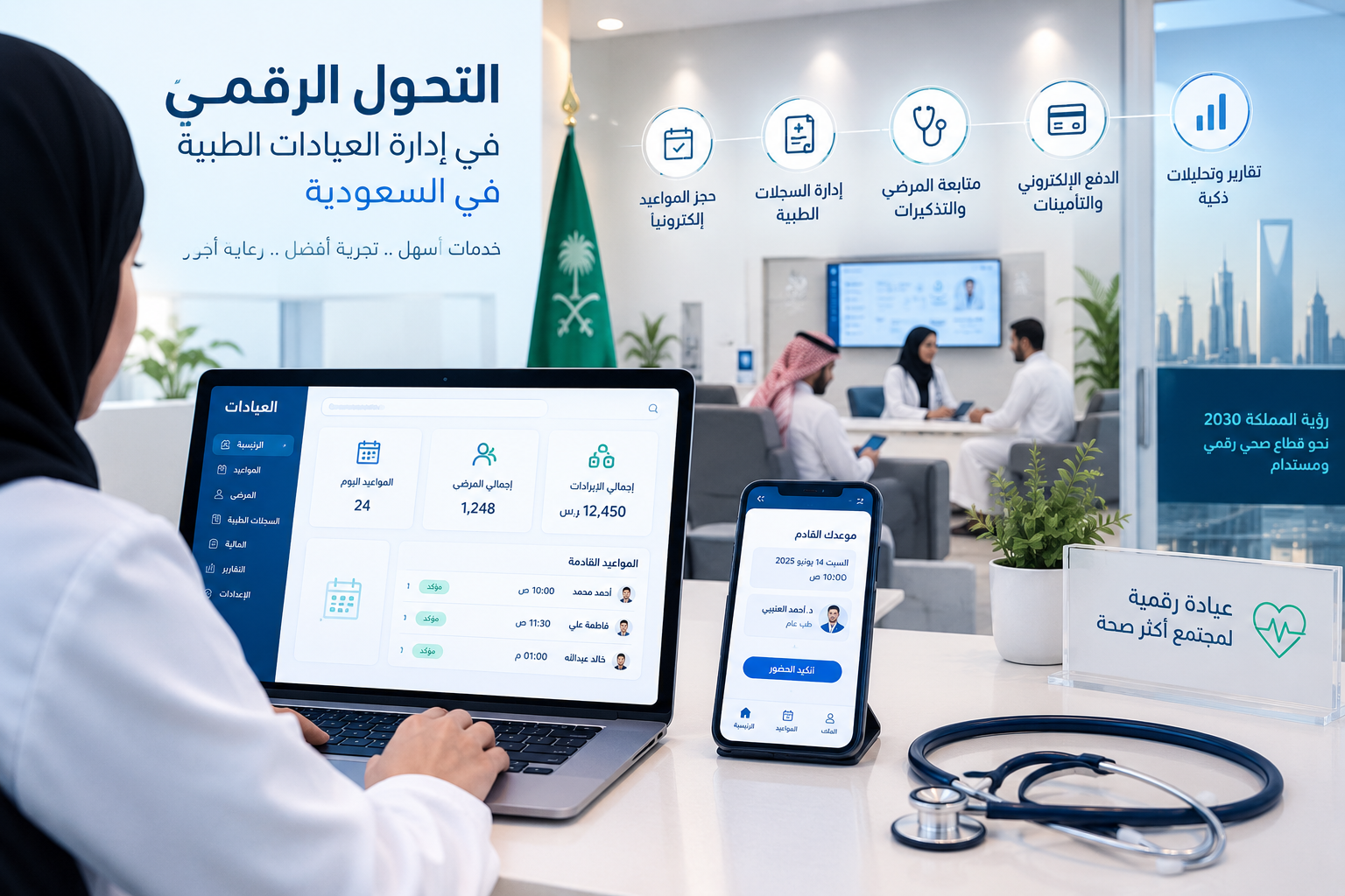 التحول الرقمي في إدارة العيادات الطبية في السعودية