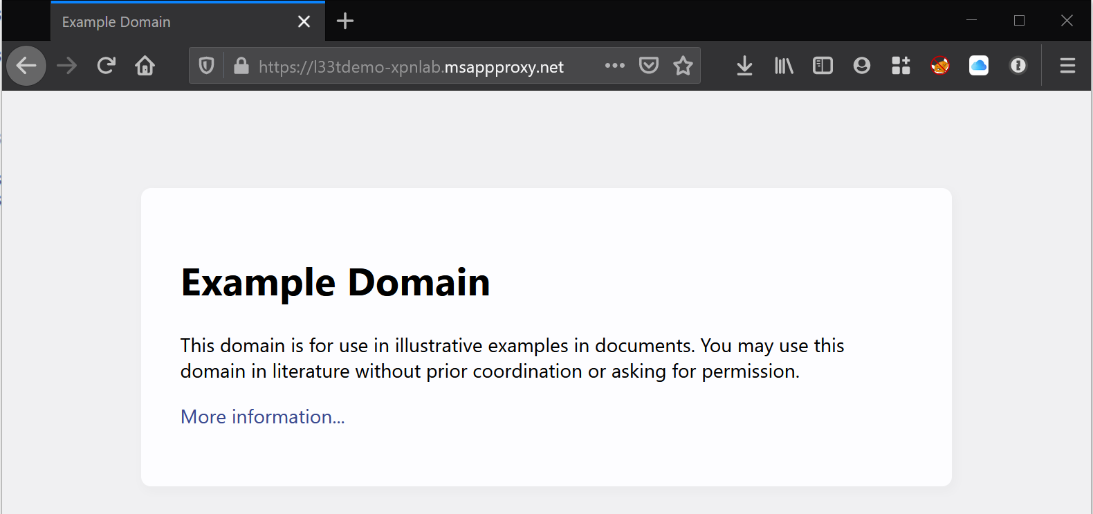 Response from Application Proxy rendered to user