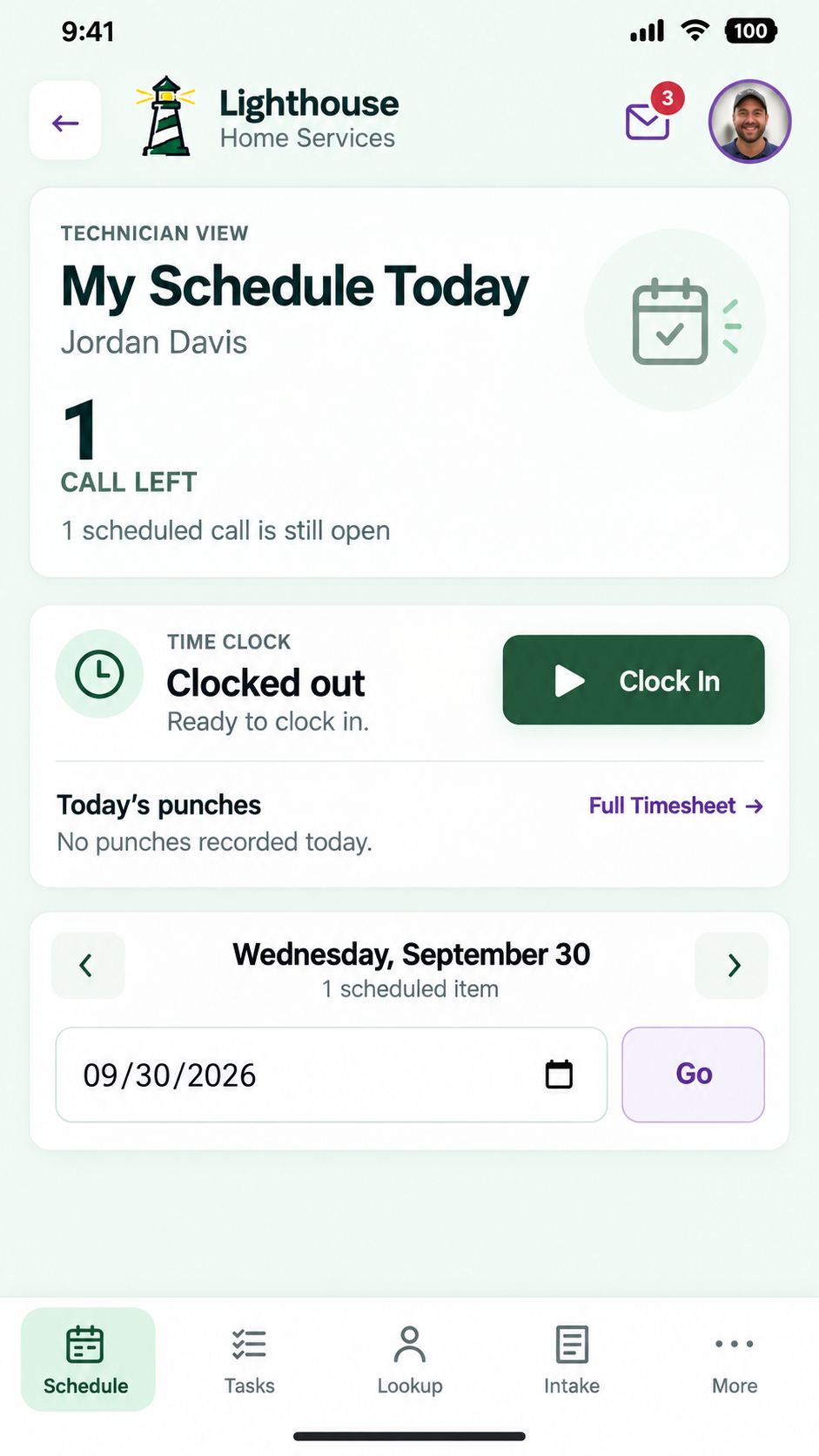 Field schedule on mobile