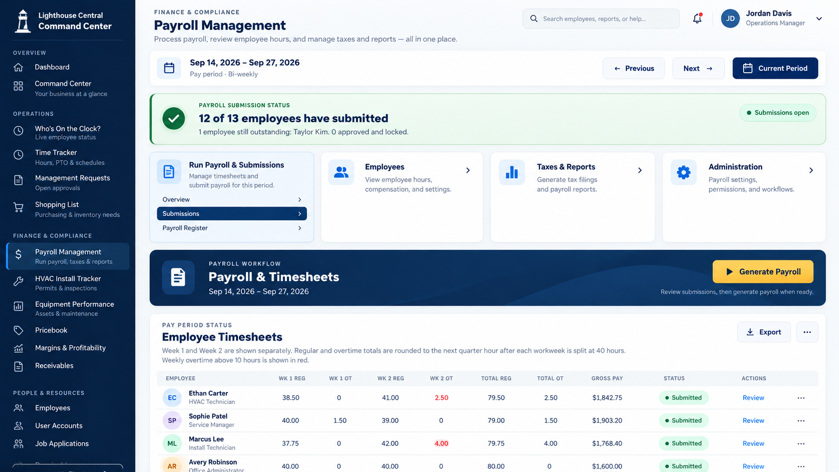 Time Clock & Payroll interface