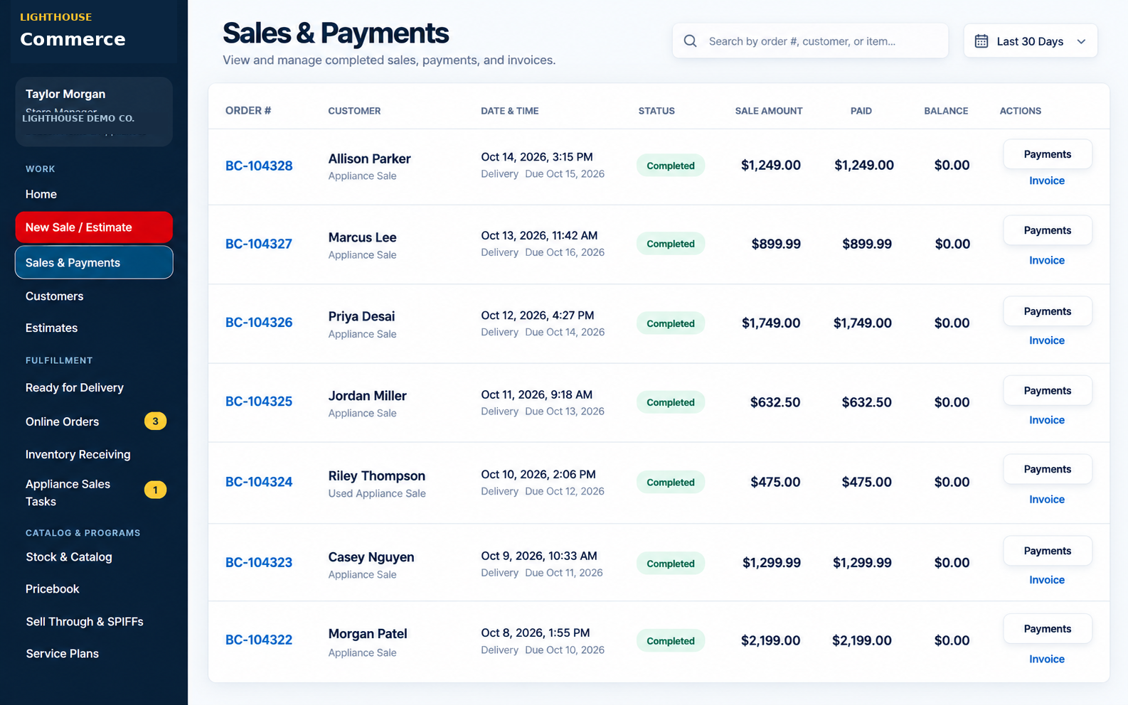 Point of Sale interface