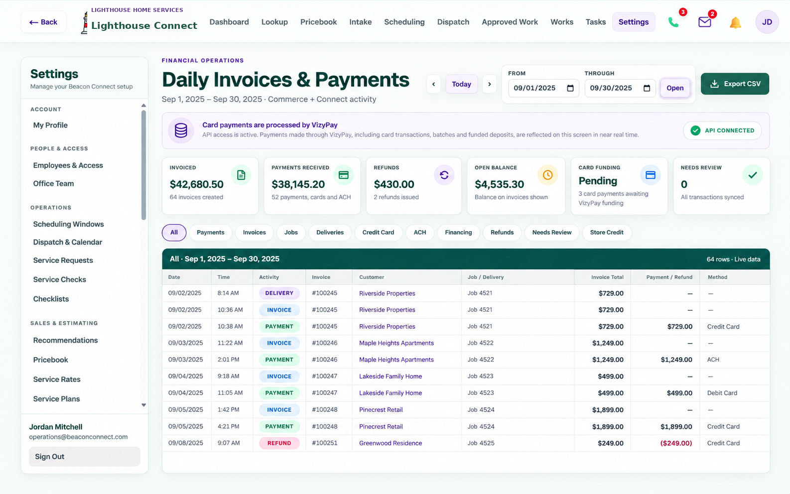 Estimates, Invoices & Payments interface