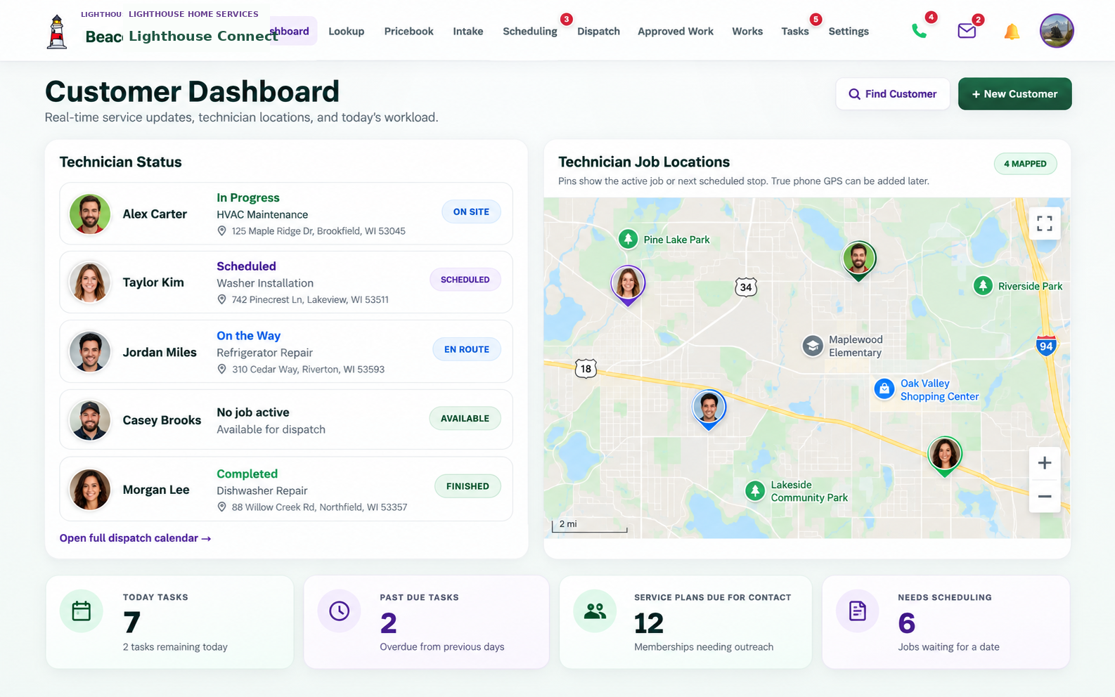 Field Service Management interface
