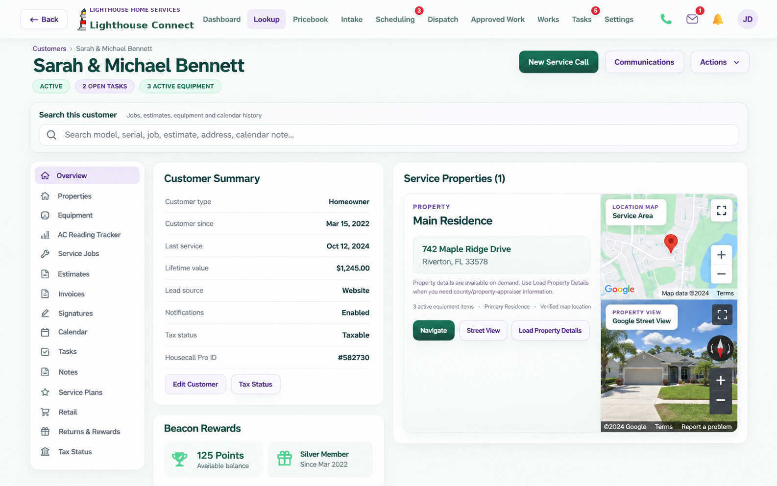 CRM & Customer History interface