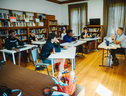 A high school class in session at Accelerated Schools