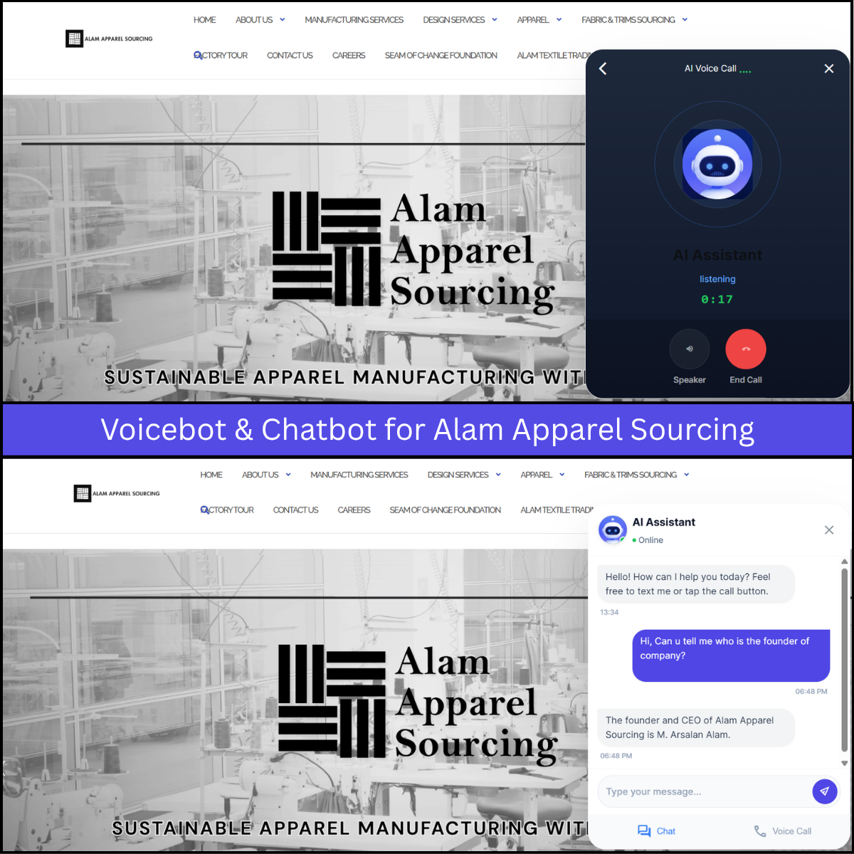 ALAM APPAREL VOICEBOT