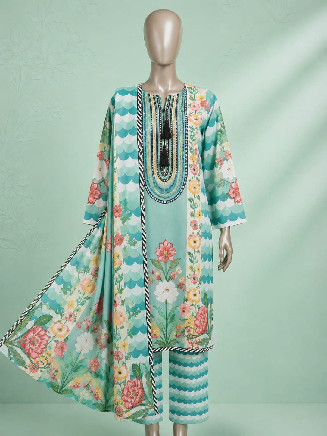 3 PC PRINTED LAWN SUIT