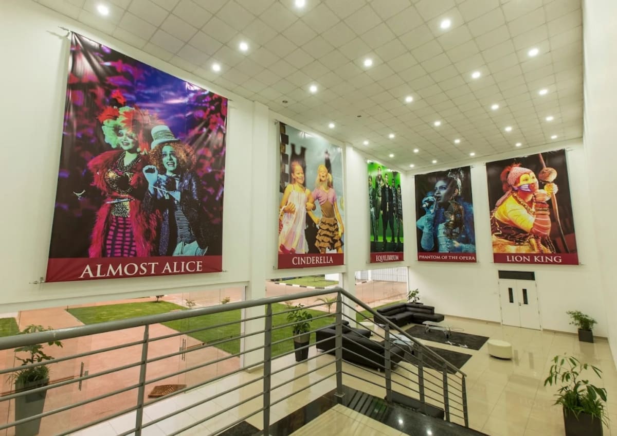 The performing arts centre lobby at Elyton International School, Karen
