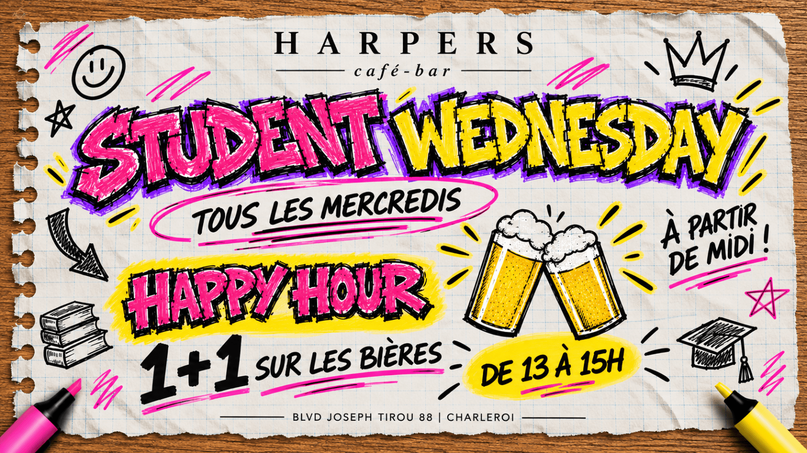 Student Wednesday – Happy Hour 1+1 sur les bières