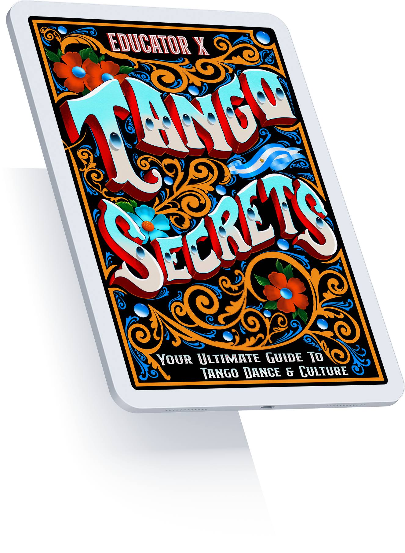 Tango Secrets book Fileteado cover on iPad Air