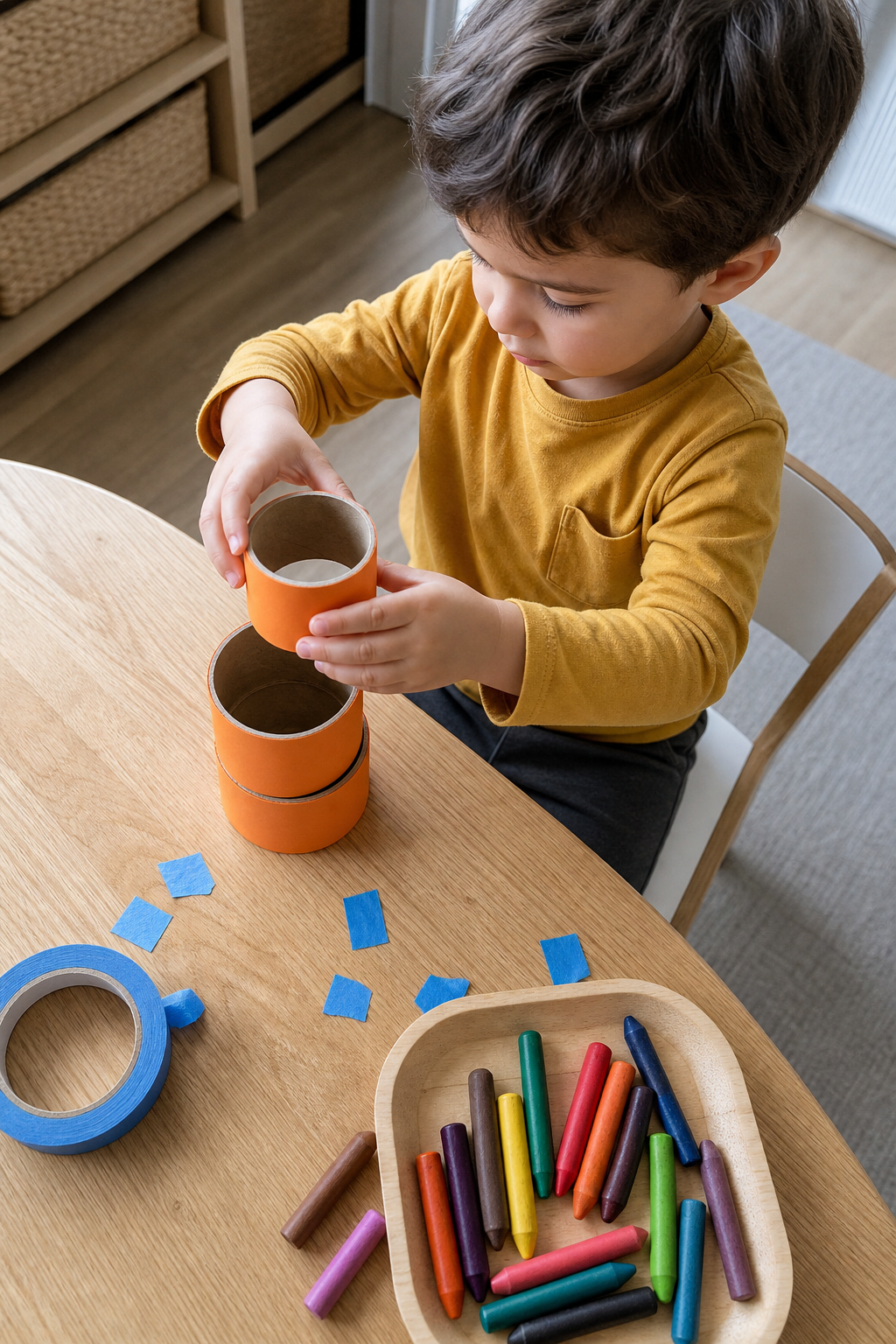 3. Cardboard Tube Pumpkin Stack