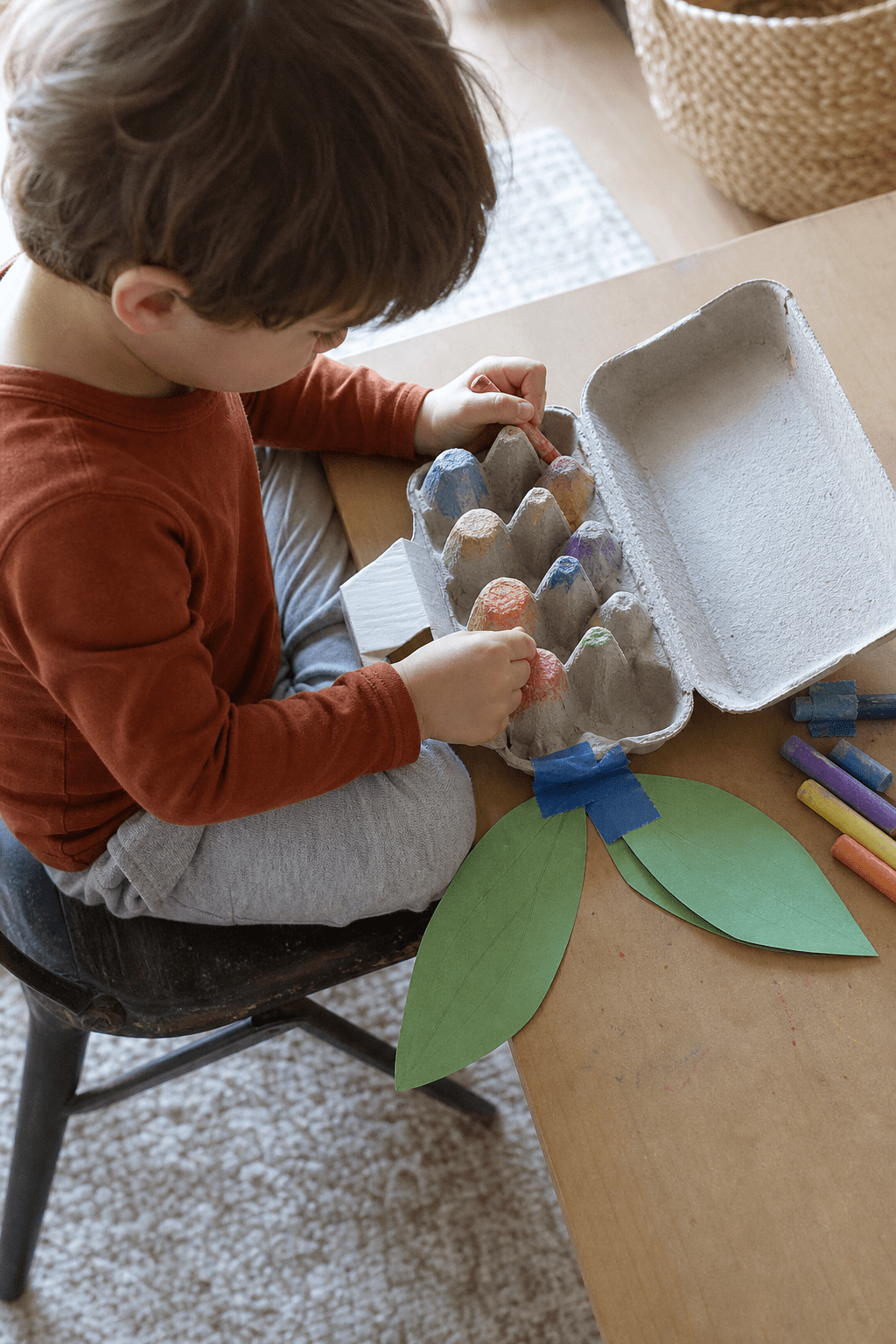 9. Egg Carton Pumpkin Row