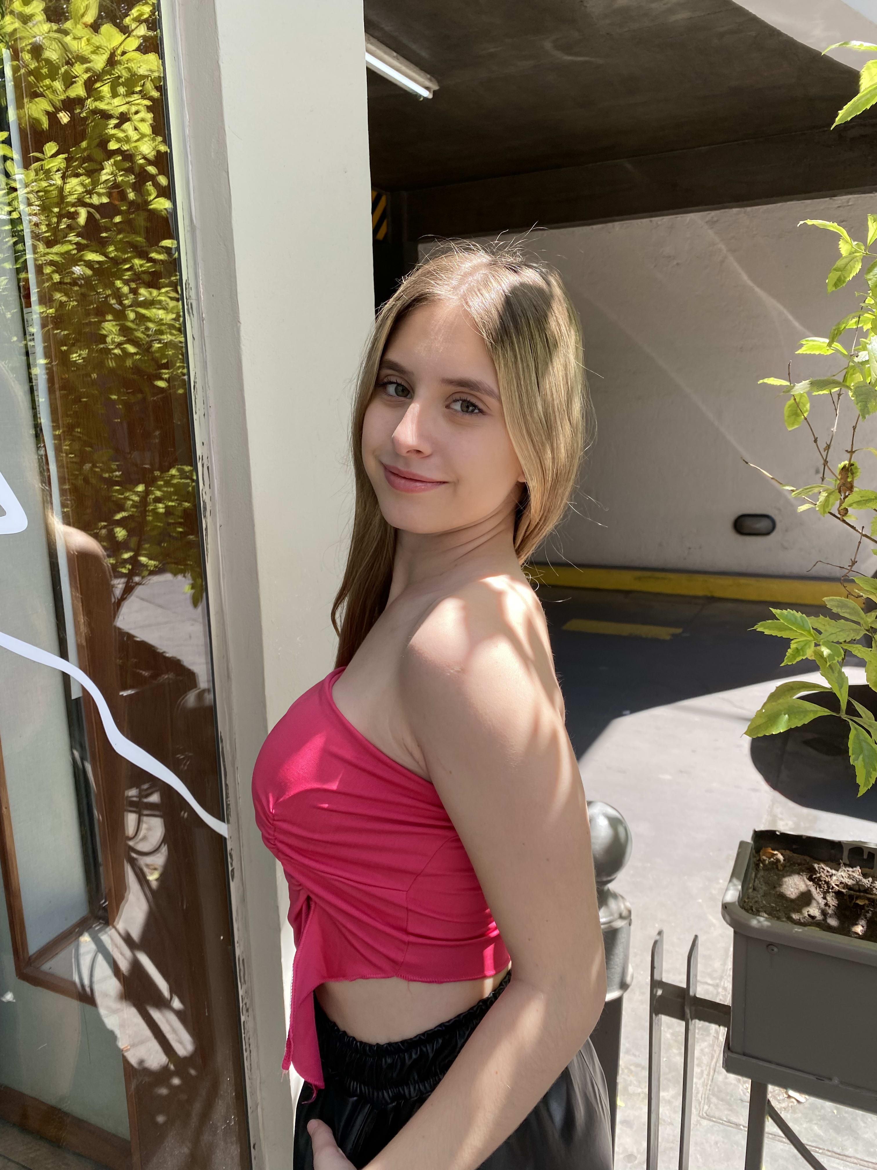 Top bandeau fucsia satinado