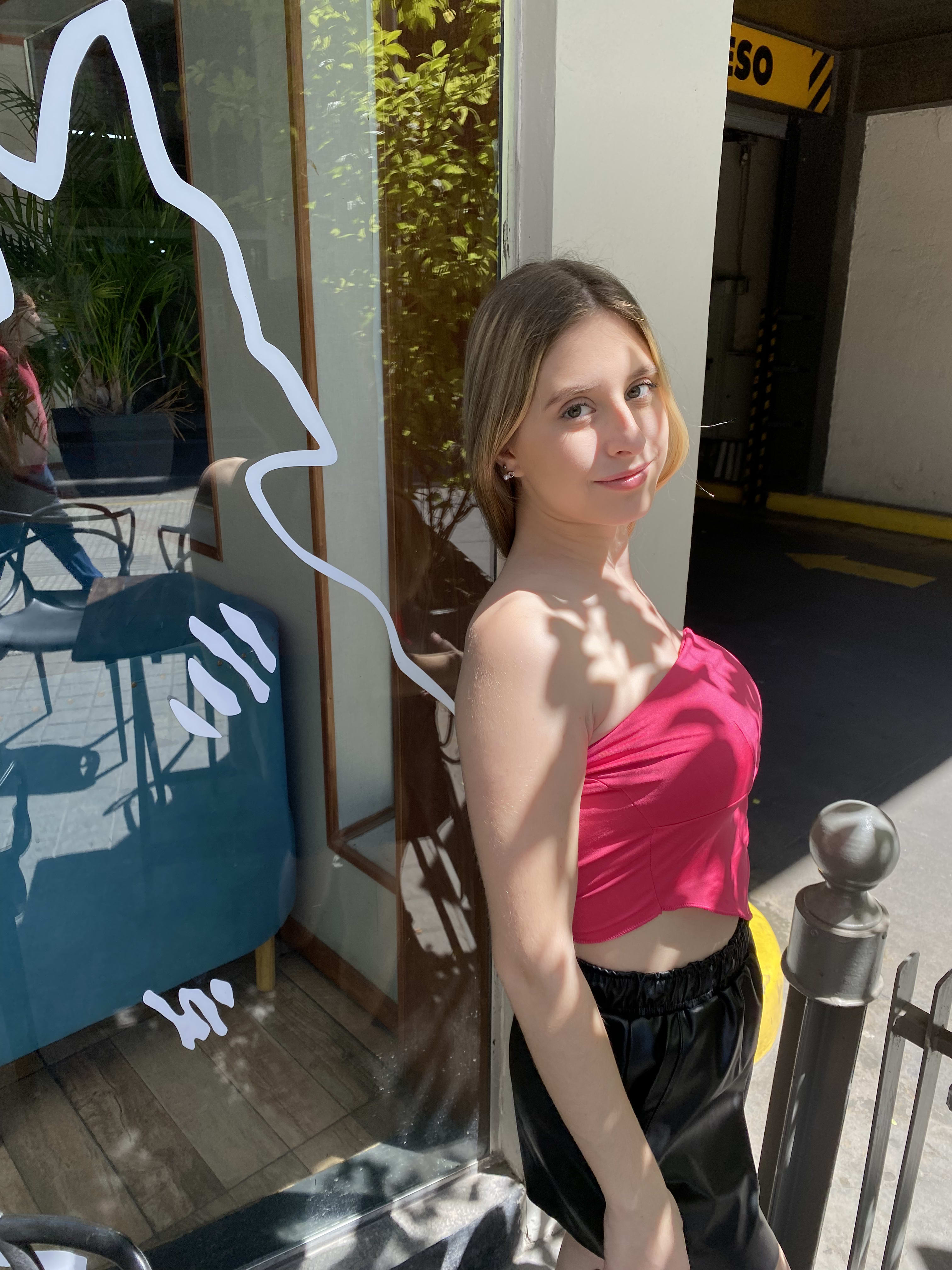 Top bandeau fucsia satinado