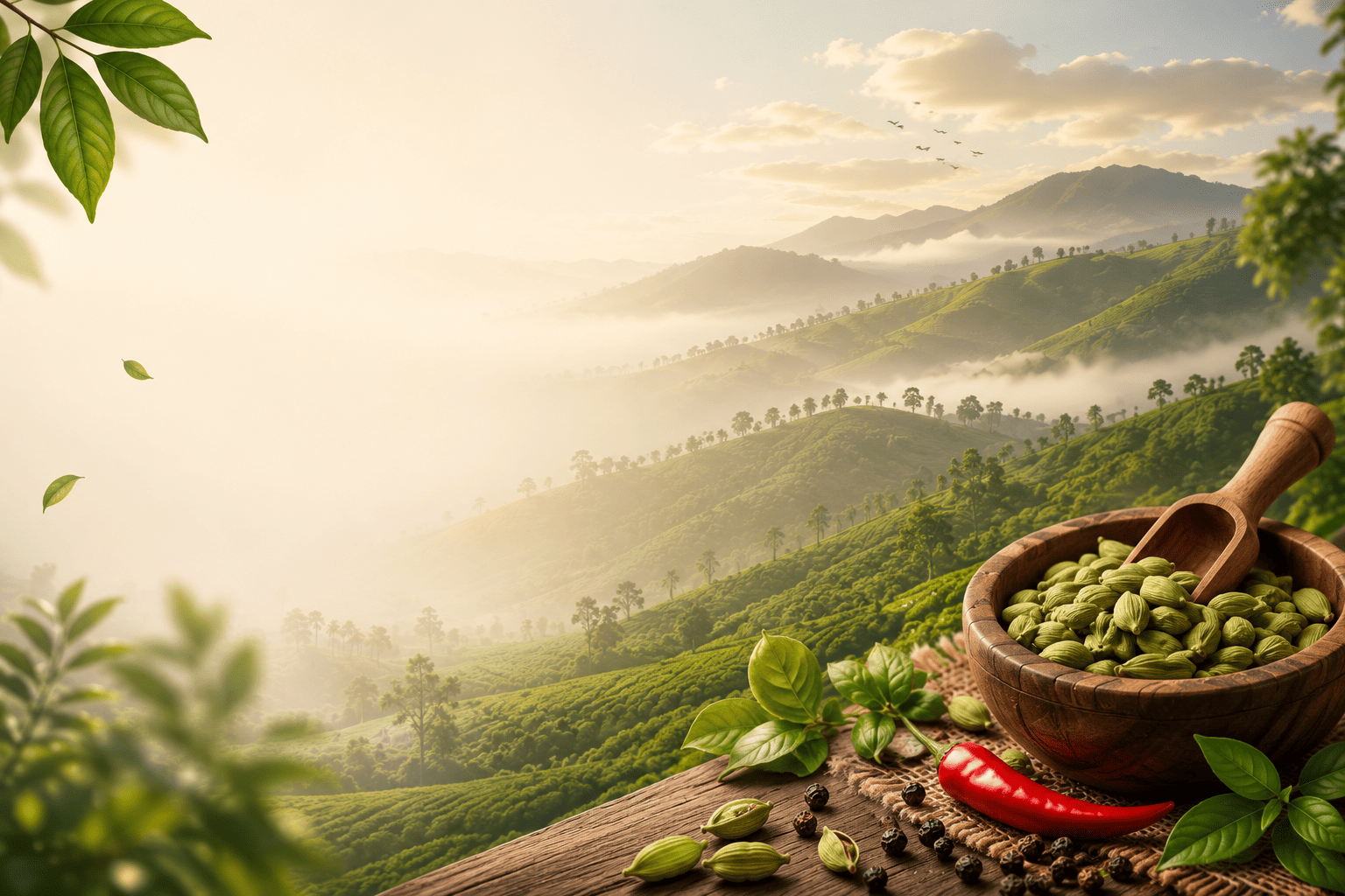 Premium Idukki green cardamom and Kerala spices exported worldwide