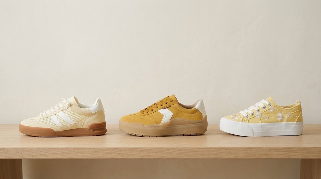 Contra zapatillas blancas amarillentas: 7 pares