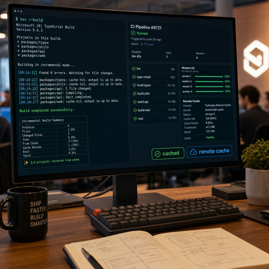 Image 4: Supporting image 3 — photorealistic close-up of a Supporting image 3 — photorealistic close-up of a developer workstation (3:2) focused on a high-reso
