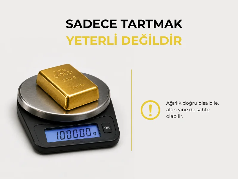 Altın tartmak tek başına yeterli değil — tungsten çekirdekli sahte altın doğru ağırlık gösterebilir