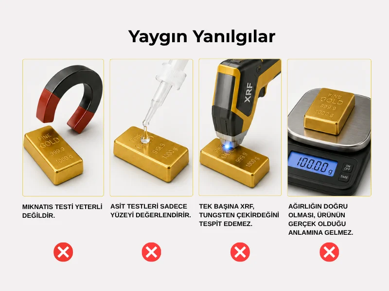 Sahte altında 4 yaygın yanılgı: mıknatıs testi, asit testi, tek başına XRF ve tartı güvenilir değil