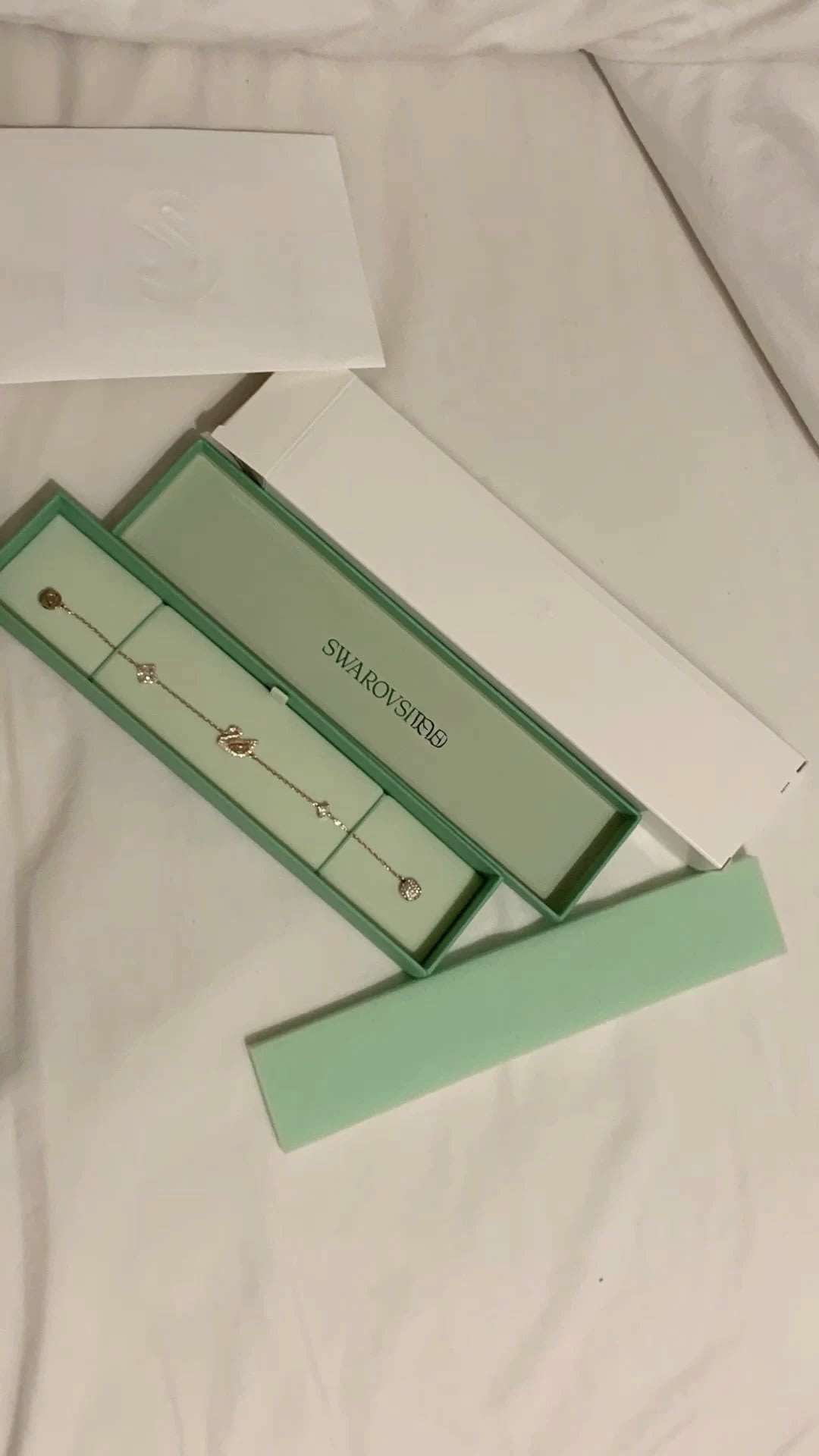Swarovski tennis bracelet in its branded packaging