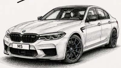 BMW M5 Sketch | Luxury Performance Sedan & Automotive Art 🏁🔥