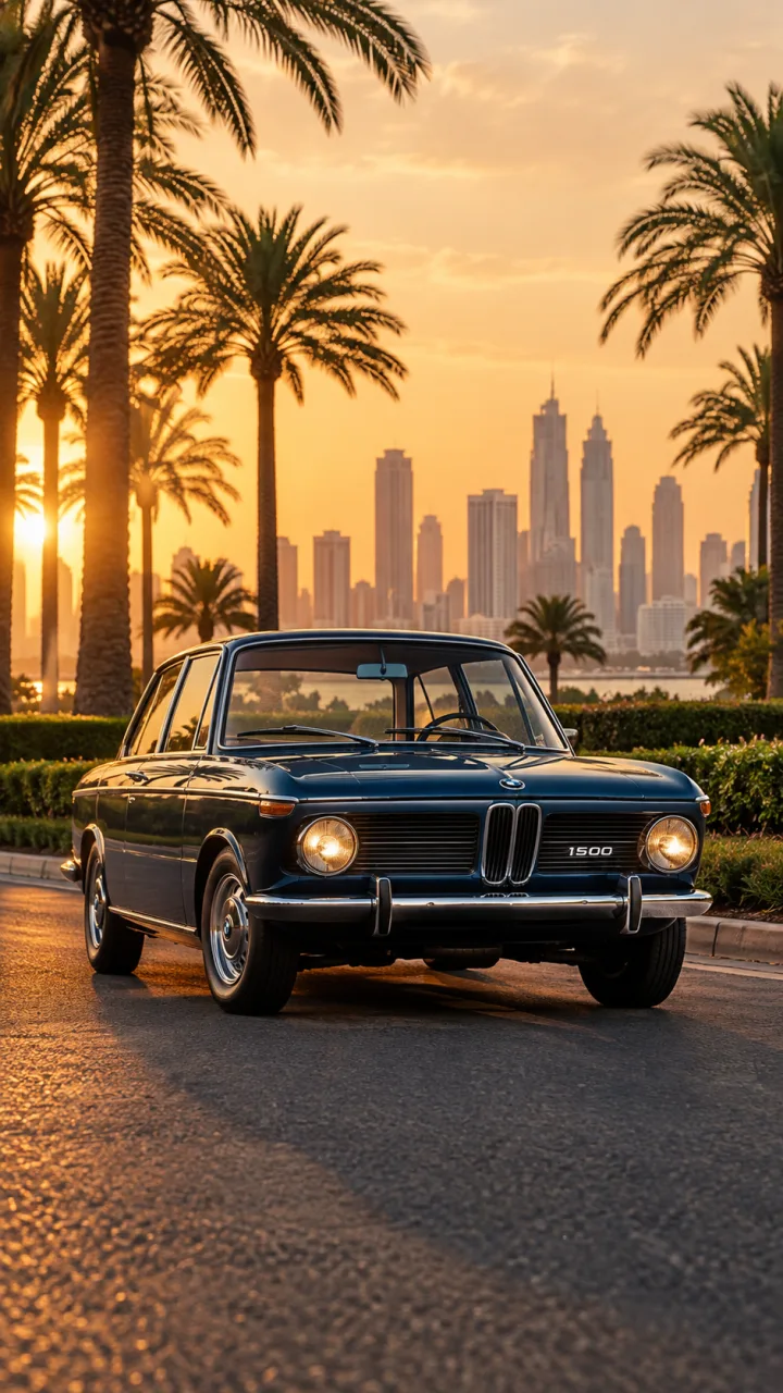 BMW 1500 Neue Klasse Classic Wallpaper | Golden Hour Road