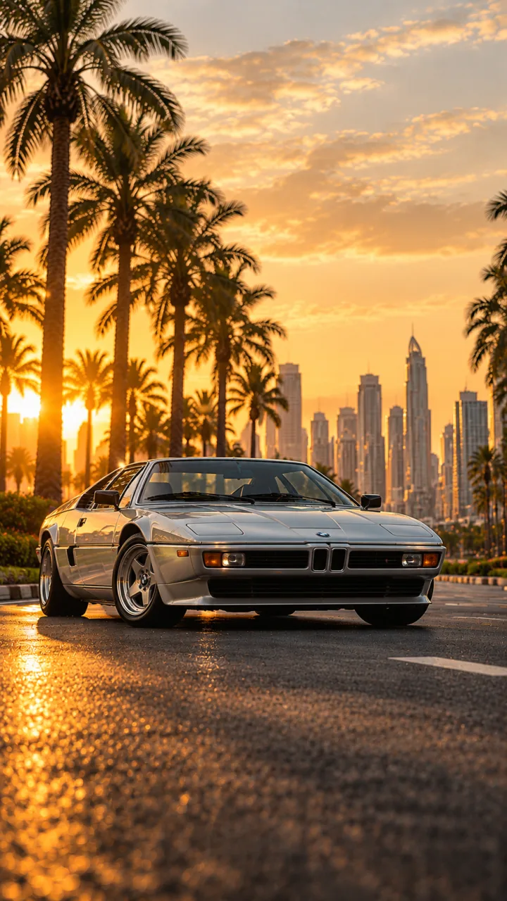 BMW M1 Classic Supercar Wallpaper | Golden Hour Road
