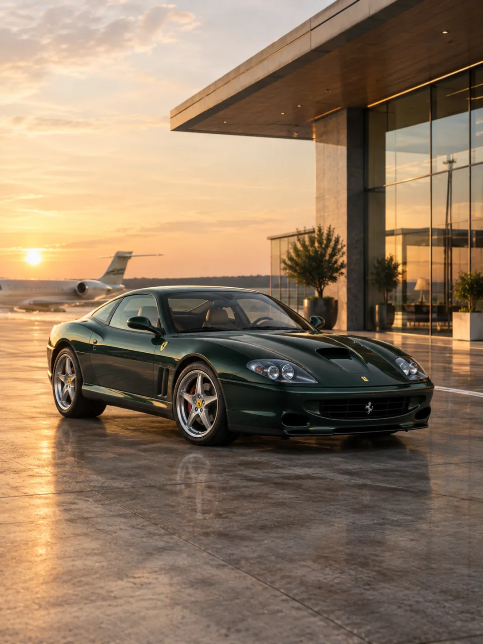 Ferrari 550 Maranello Wallpaper | Green Ferrari Luxury 4K iPad