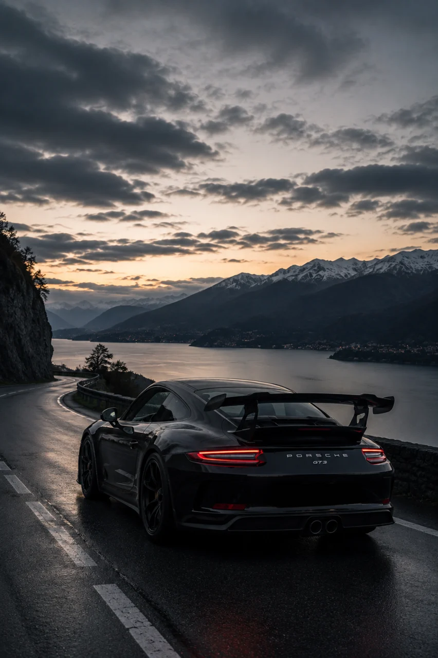 Black Porsche GT3 on a Mountain Road | Cinematic Car Wallpaper