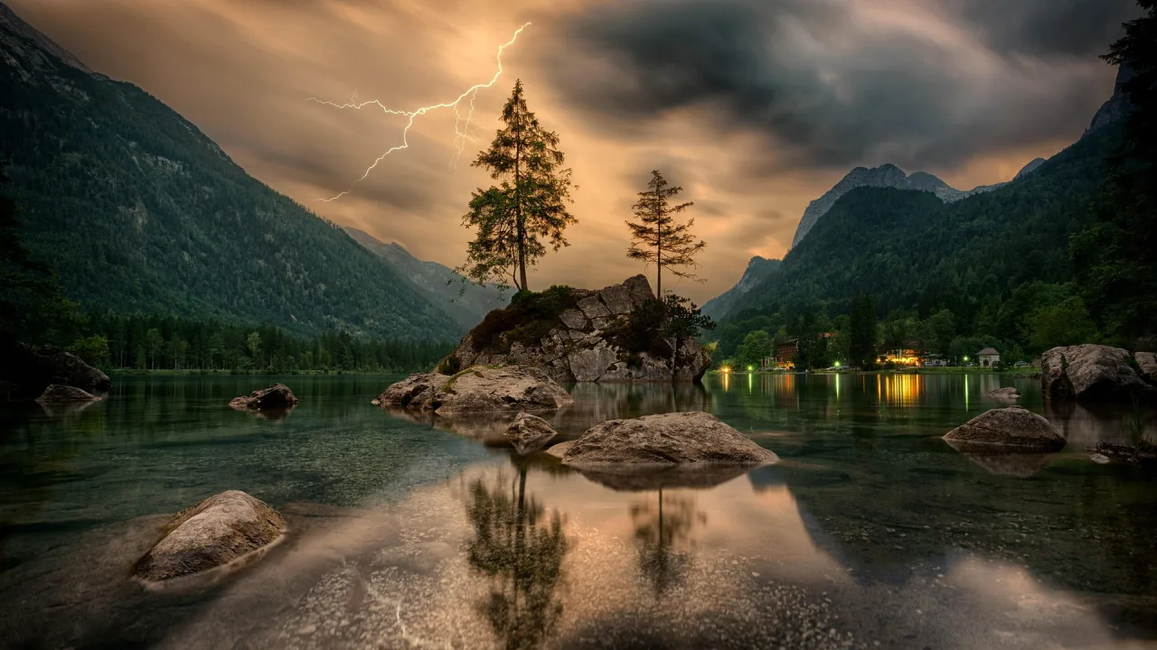 Cinematic Mountain Lake Landscape | Lightning, Forest & Alpine Nature Photography ⚡🏔️