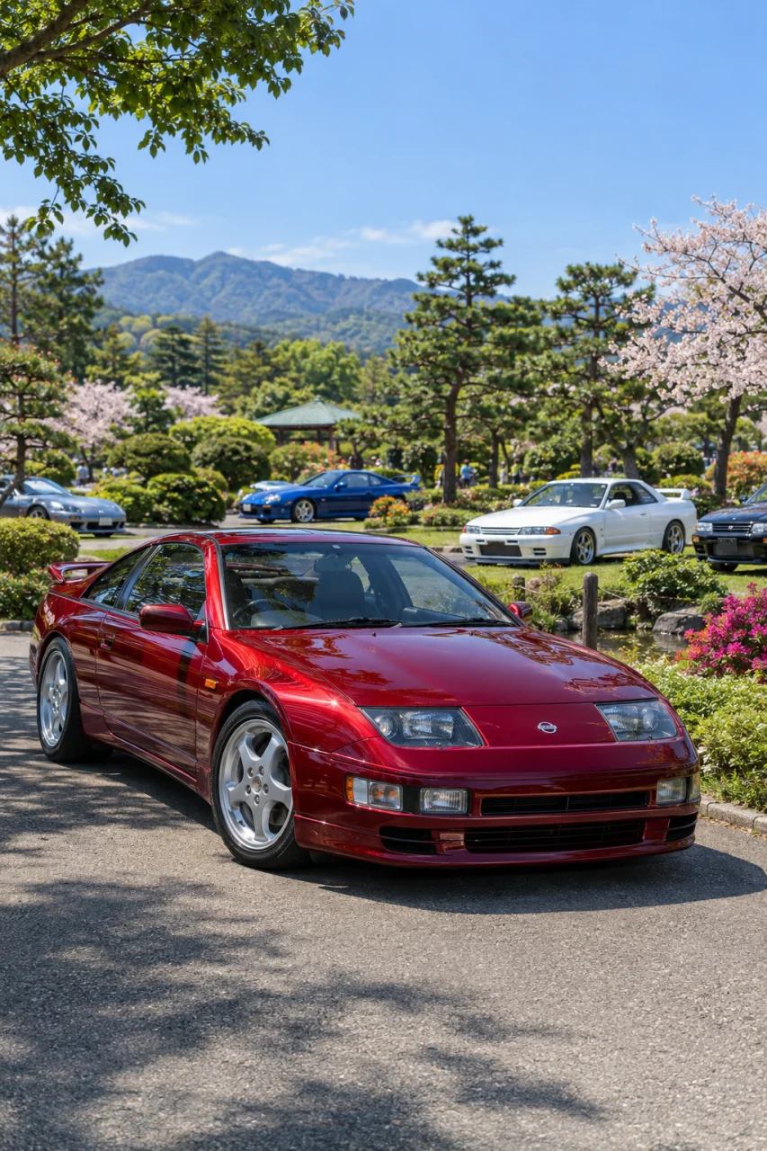 Nissan 300ZX Z32 JDM Garden Car Show Wallpaper | 90s Japanese Sports Car