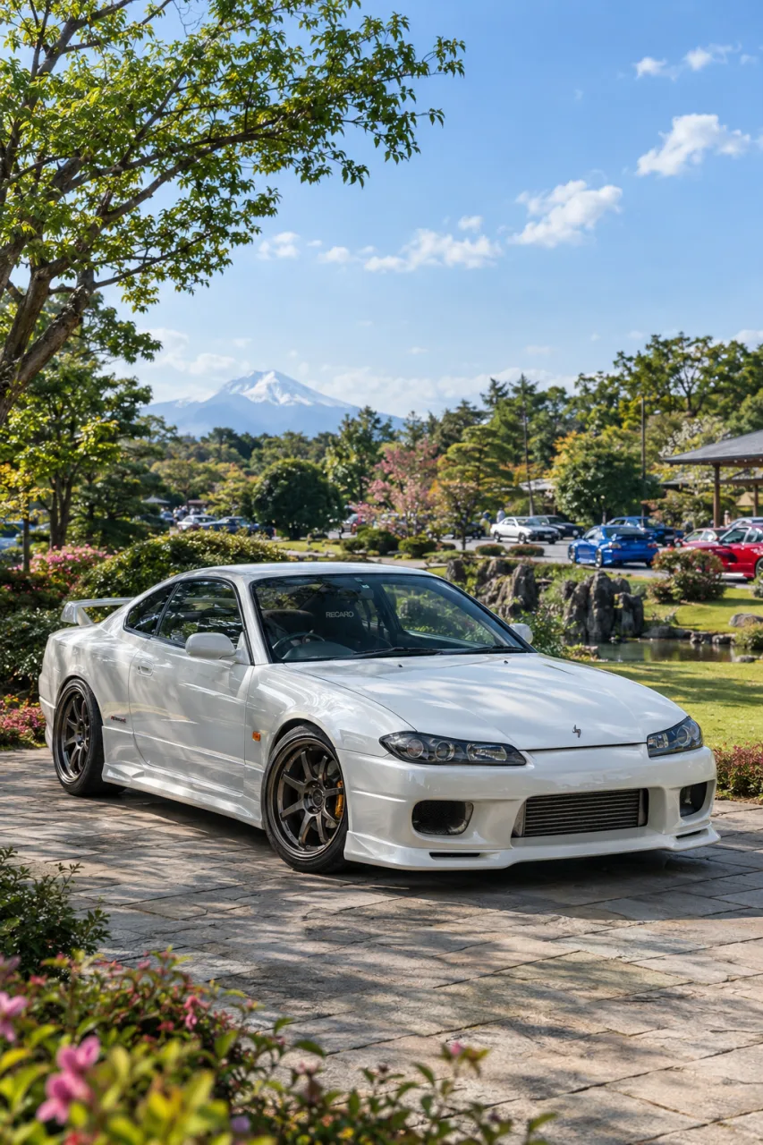 Nissan Silvia S15 Spec-R JDM Garden Car Show Wallpaper | Japanese Sports Car