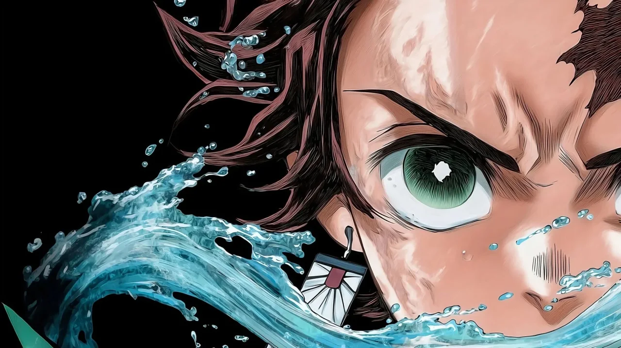 Anime Water Splash Art 💧 | Intense Green Eyes & Cinematic Aesthetic