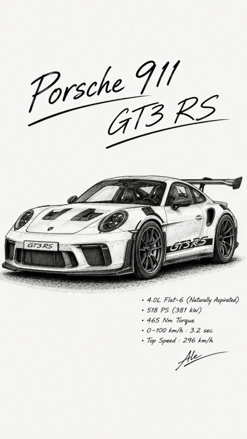 Porsche 911 GT3 RS Sketch | Track-Focused Supercar & Automotive Art 🏁🔥