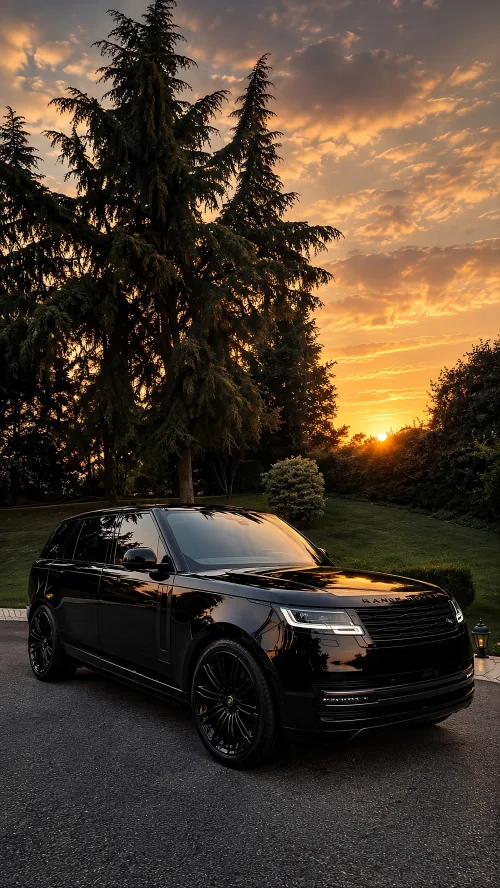 Black Range Rover Autobiography Wallpaper | Luxury Sunset 4K