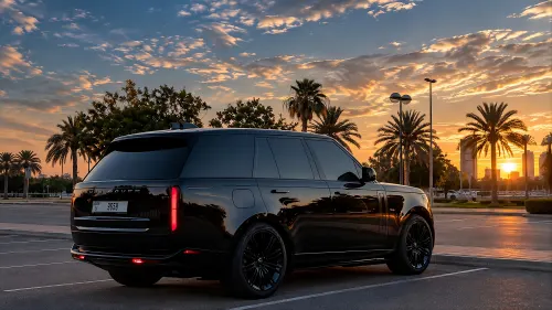 Black Range Rover Sunset Wallpaper | Luxury SUV 4K