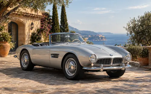 BMW 507 Wallpaper | Classic Silver BMW Roadster 4K