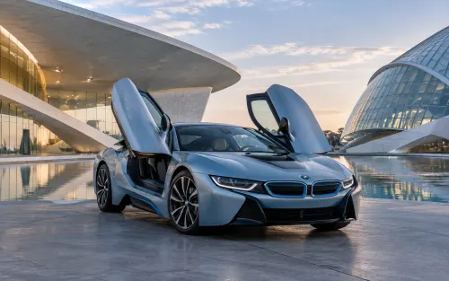 BMW i8 Wallpaper | Futuristic Blue BMW Sports Car 4K