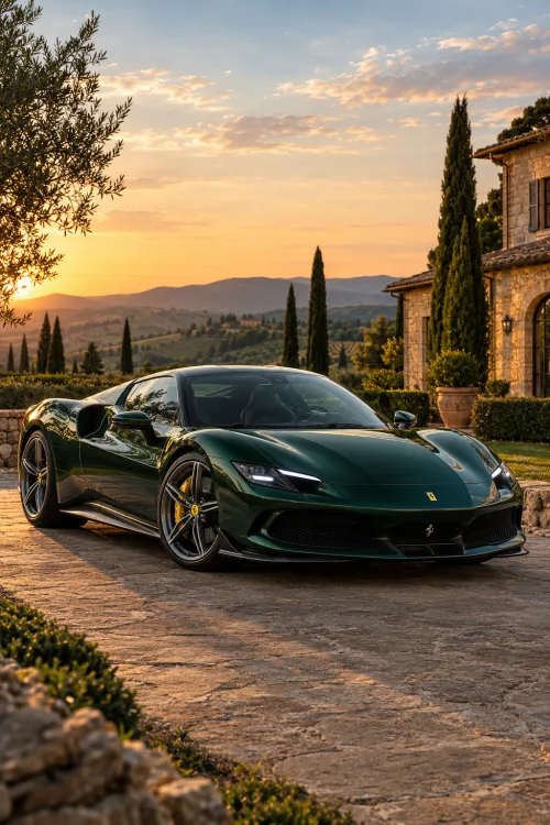 Ferrari 296 GTB Wallpaper | Green Ferrari Supercar 4K