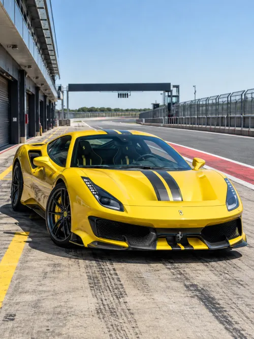 Ferrari 488 Pista Wallpaper | Yellow Ferrari Race Track 4K iPad